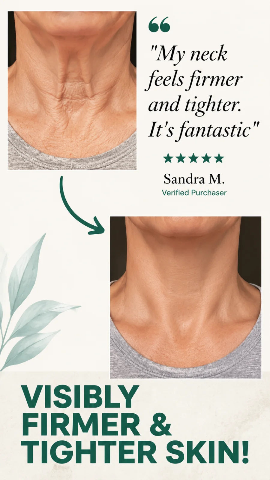 Illustration of firmer-looking neck skin over time