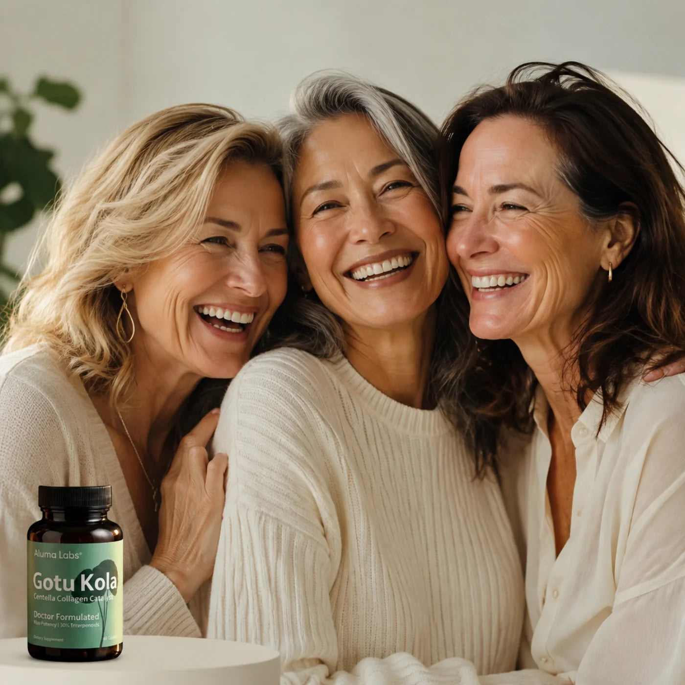 Three women enjoying their daily Aluma Labs Gotu Kola ritual